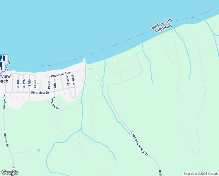map of restaurants, bars, coffee shops, grocery stores, and more near 7121 Potomac Landing Drive in King George
