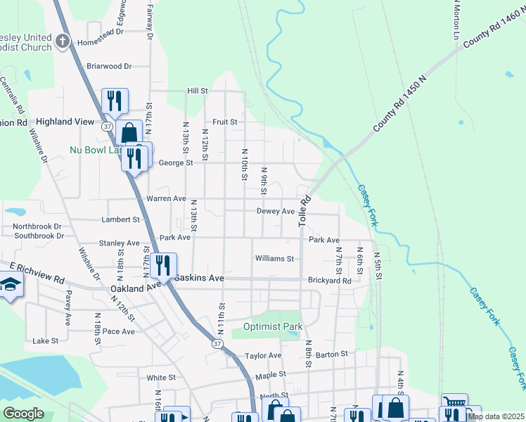 map of restaurants, bars, coffee shops, grocery stores, and more near Center Street in Mount Vernon