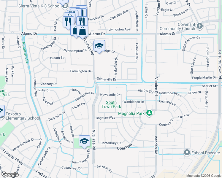 map of restaurants, bars, coffee shops, grocery stores, and more near 4024 Camden Court in Vacaville