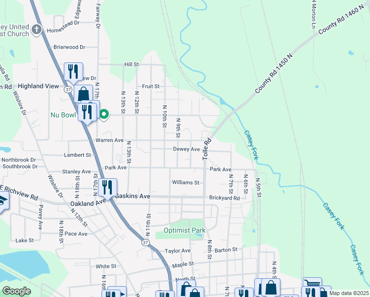 map of restaurants, bars, coffee shops, grocery stores, and more near Center Street in Mount Vernon