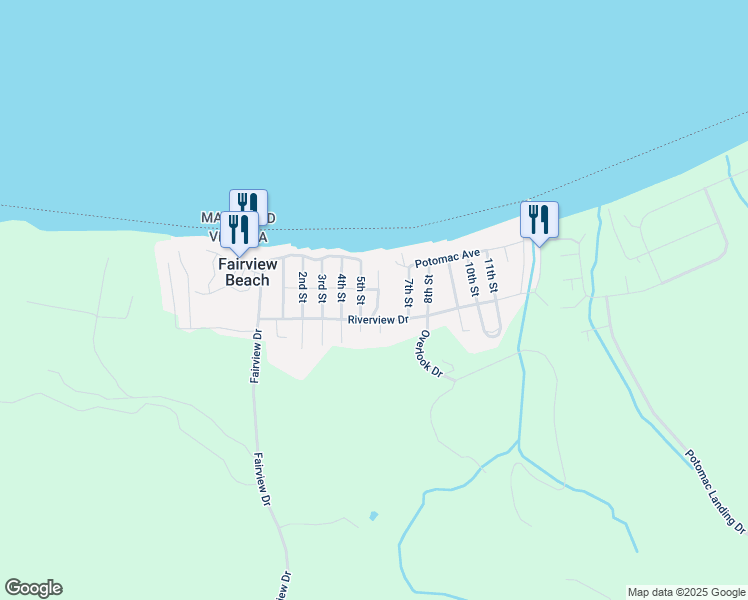 map of restaurants, bars, coffee shops, grocery stores, and more near 6128 6th Street in King George