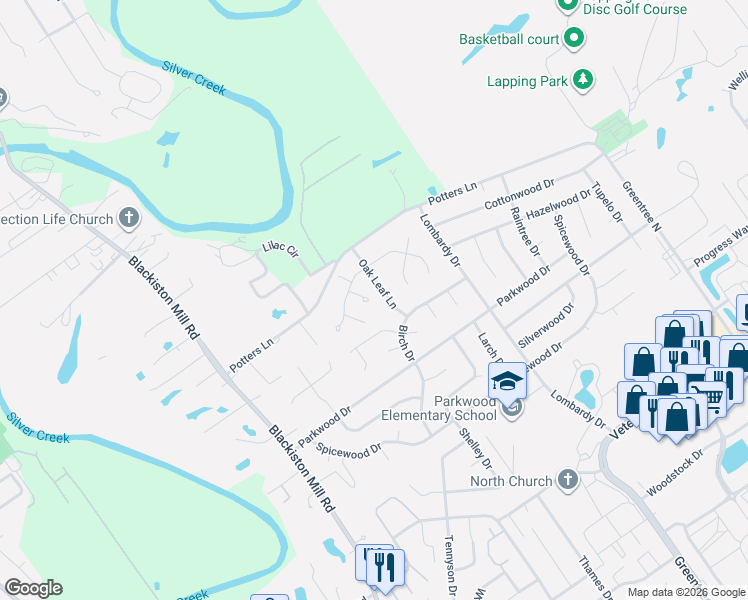 map of restaurants, bars, coffee shops, grocery stores, and more near 2406 Magnolia Court in Clarksville