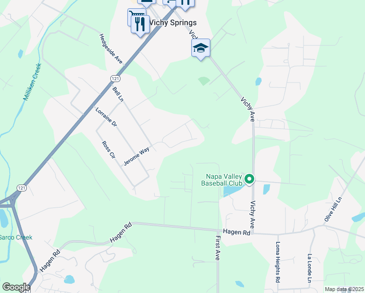 map of restaurants, bars, coffee shops, grocery stores, and more near 1234 Arroyo Sarco in Napa