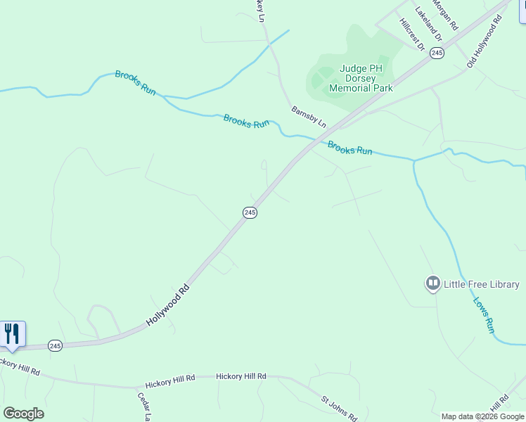 map of restaurants, bars, coffee shops, grocery stores, and more near 24072 Hollywood Road in Hollywood