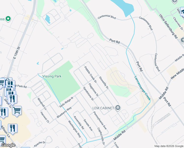 map of restaurants, bars, coffee shops, grocery stores, and more near 1204 Stonelilly Drive in Jeffersonville