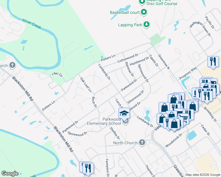 map of restaurants, bars, coffee shops, grocery stores, and more near 2436 Lapping Court in Clarksville