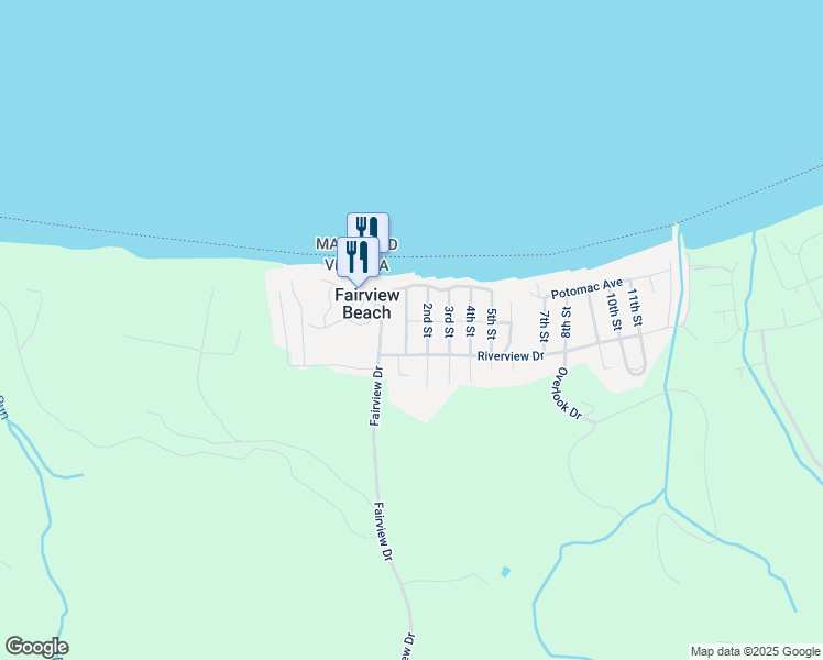 map of restaurants, bars, coffee shops, grocery stores, and more near 6133 1st Street in King George