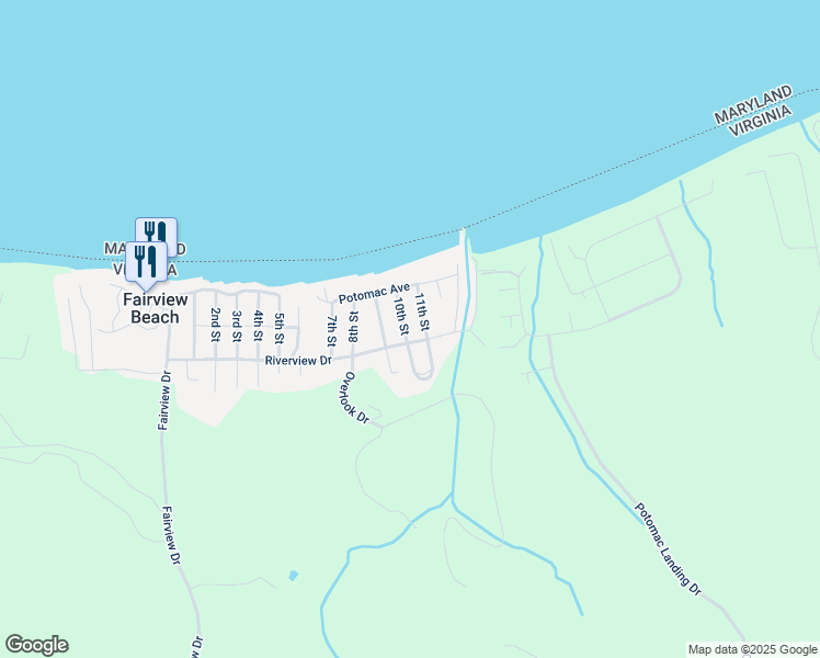 map of restaurants, bars, coffee shops, grocery stores, and more near 6121 10th Street in King George