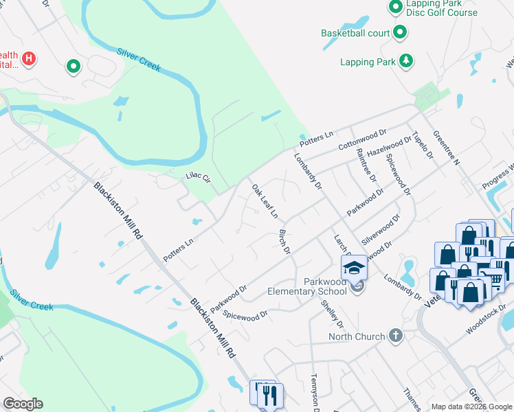 map of restaurants, bars, coffee shops, grocery stores, and more near 2406 Magnolia Court in Clarksville