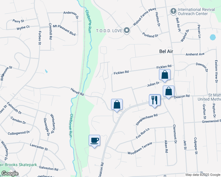 map of restaurants, bars, coffee shops, grocery stores, and more near 502 Ben Neuis Place in Fredericksburg