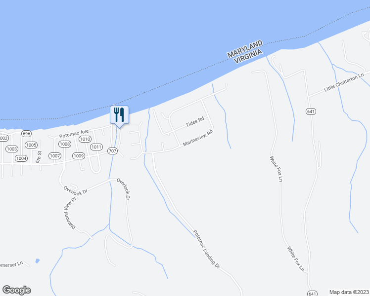 map of restaurants, bars, coffee shops, grocery stores, and more near 6149 Marineview Road in King George