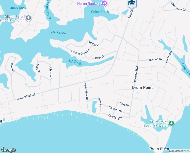 map of restaurants, bars, coffee shops, grocery stores, and more near 12991 Rousby Hall Road in Lusby