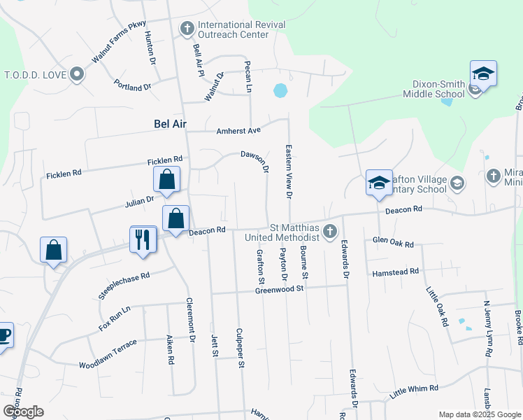 map of restaurants, bars, coffee shops, grocery stores, and more near 7 Dawson Drive in Fredericksburg