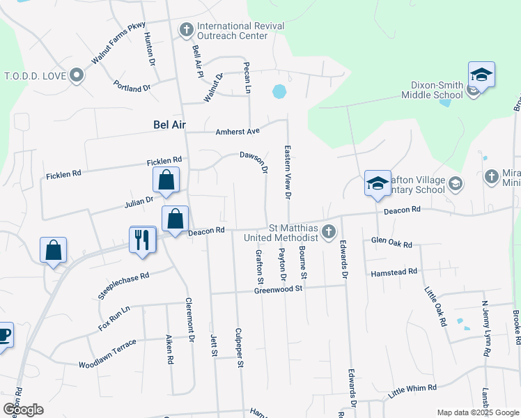map of restaurants, bars, coffee shops, grocery stores, and more near 7 Dawson Drive in Fredericksburg