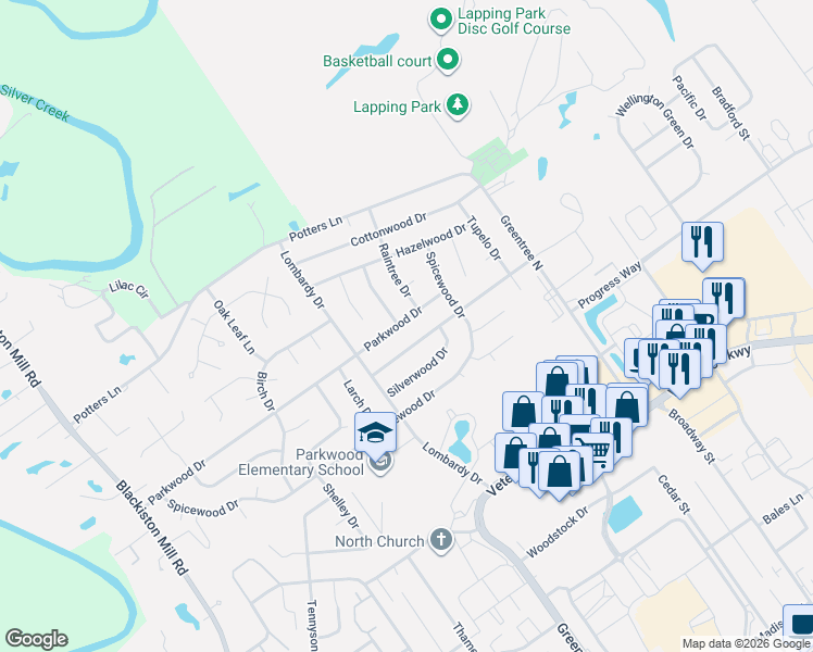 map of restaurants, bars, coffee shops, grocery stores, and more near 945 Redwood Drive in Clarksville