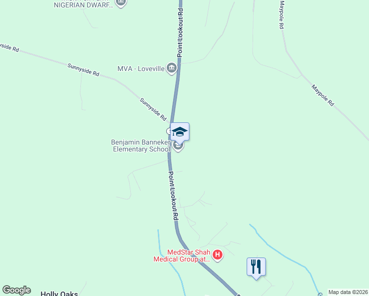 map of restaurants, bars, coffee shops, grocery stores, and more near 27180 Point Lookout Road in Leonardtown
