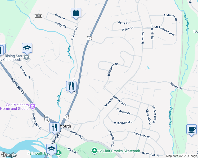 map of restaurants, bars, coffee shops, grocery stores, and more near 226 Overlook Court in Falmouth