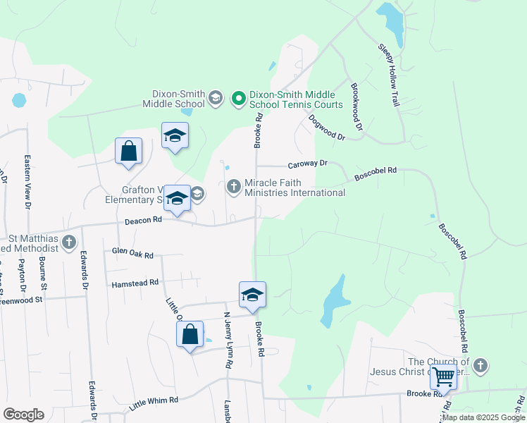 map of restaurants, bars, coffee shops, grocery stores, and more near 418 Brooke Road in Fredericksburg