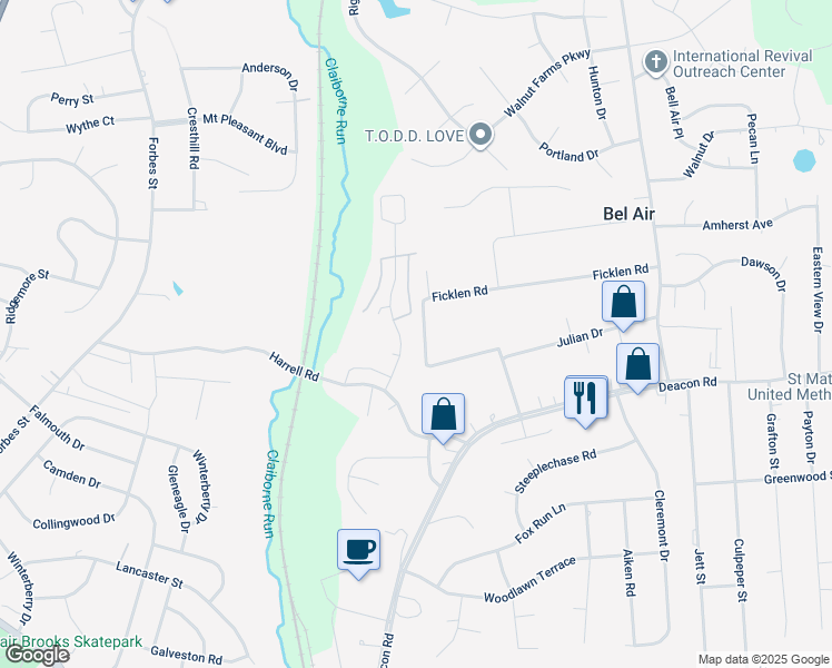 map of restaurants, bars, coffee shops, grocery stores, and more near 610 Ben Neuis Place in Fredericksburg