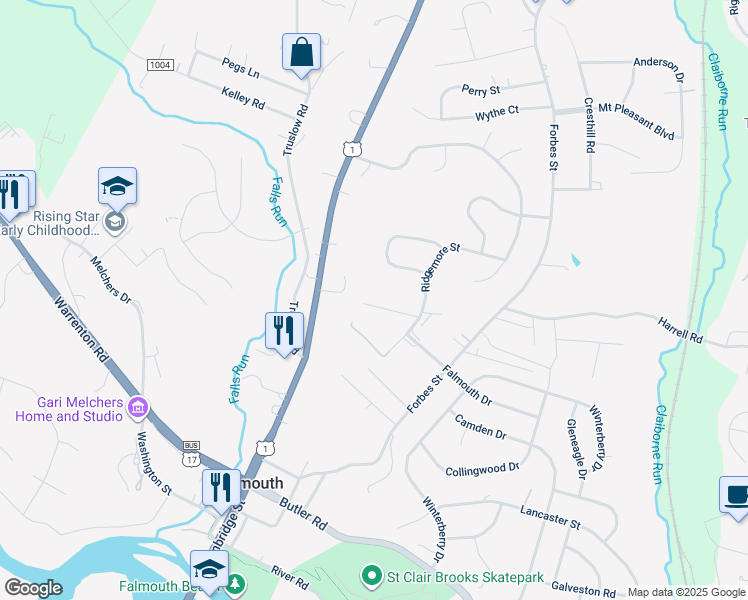 map of restaurants, bars, coffee shops, grocery stores, and more near 240 Overlook Court in Falmouth