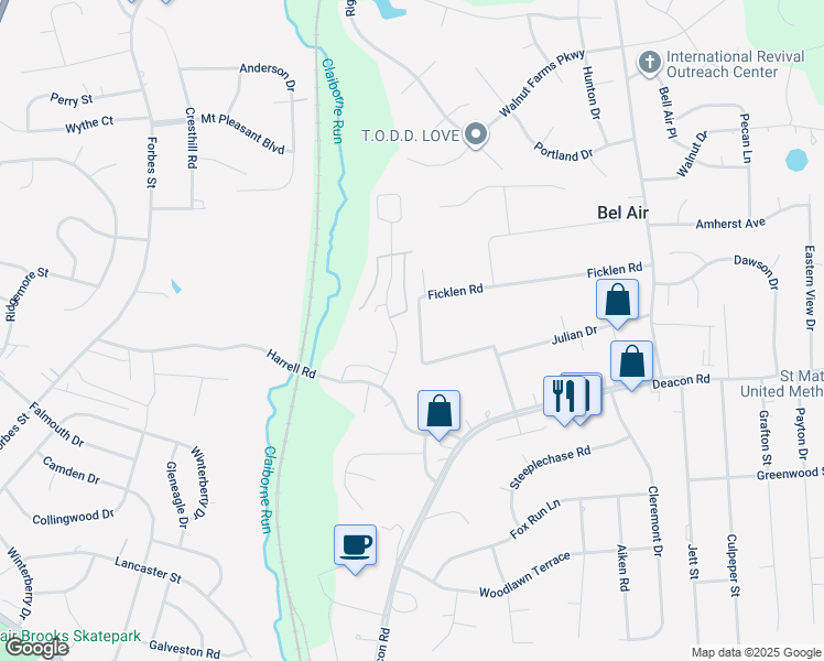 map of restaurants, bars, coffee shops, grocery stores, and more near 610 Ben Neuis Place in Fredericksburg
