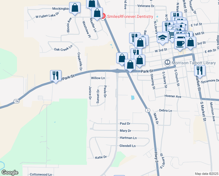 map of restaurants, bars, coffee shops, grocery stores, and more near 409 Lakeview Drive in Waterloo