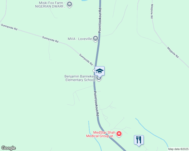 map of restaurants, bars, coffee shops, grocery stores, and more near 27180 Point Lookout Road in Leonardtown