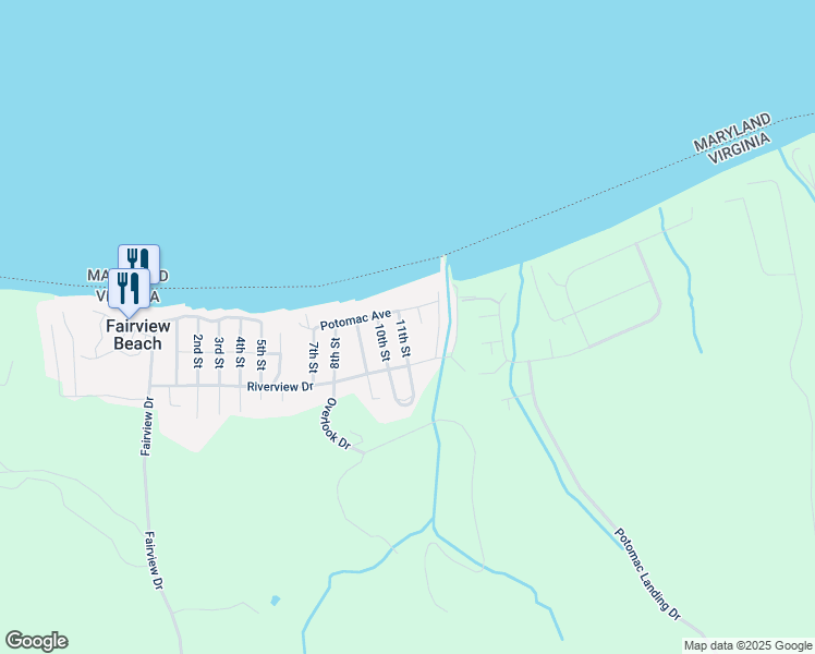 map of restaurants, bars, coffee shops, grocery stores, and more near 6091 11th Street in King George