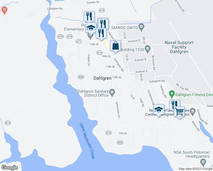 map of restaurants, bars, coffee shops, grocery stores, and more near 17067 11th Street in King George