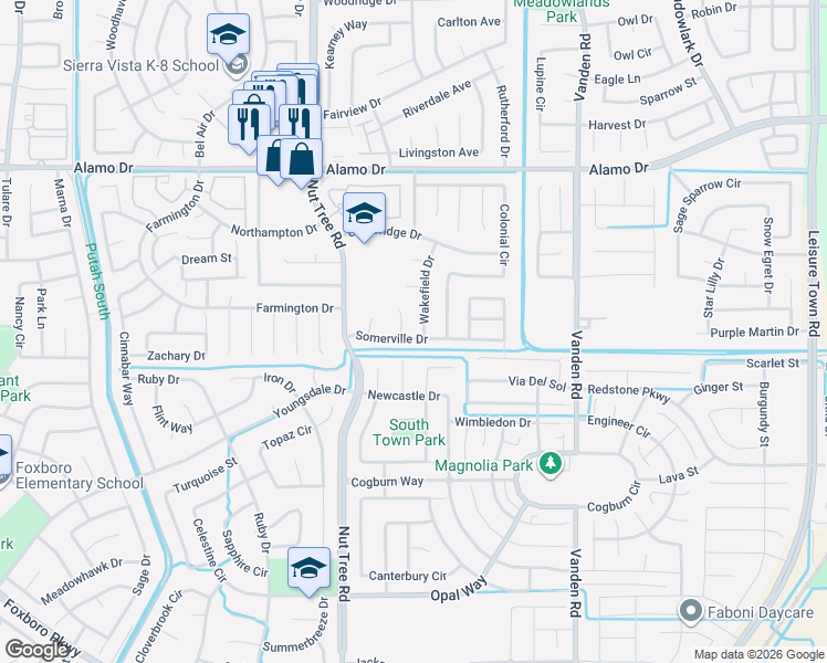 map of restaurants, bars, coffee shops, grocery stores, and more near 149 Natick Court in Vacaville