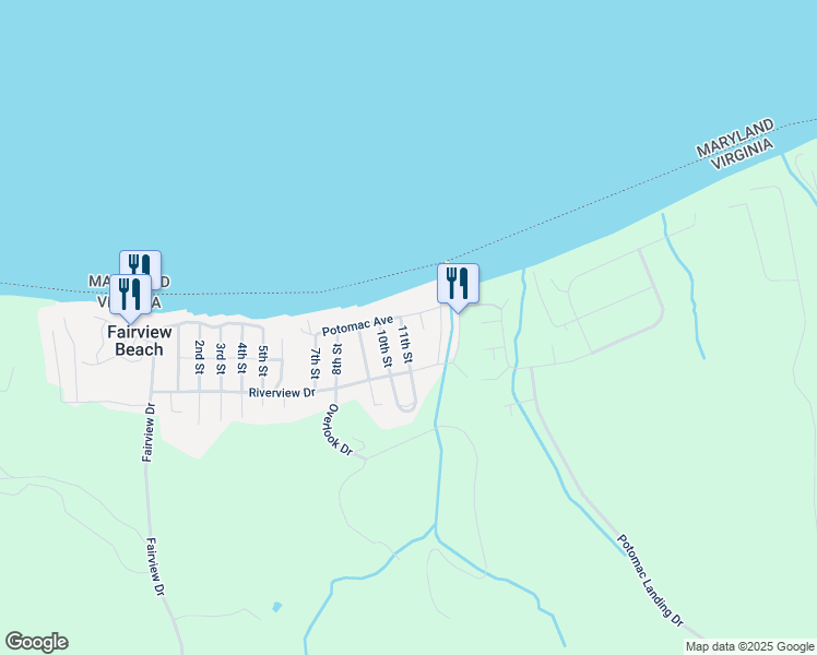 map of restaurants, bars, coffee shops, grocery stores, and more near 6091 11th Street in King George