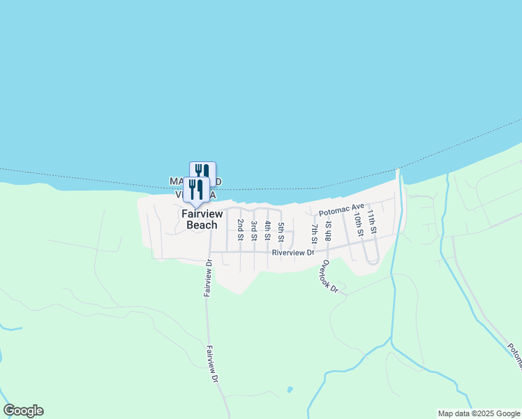 map of restaurants, bars, coffee shops, grocery stores, and more near 6119 Fairview Drive in King George
