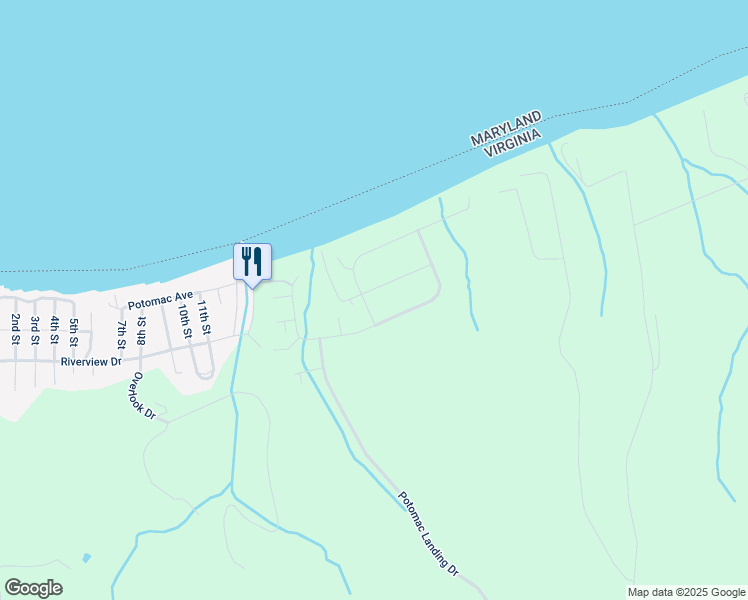 map of restaurants, bars, coffee shops, grocery stores, and more near 6438 Tides Road in King George