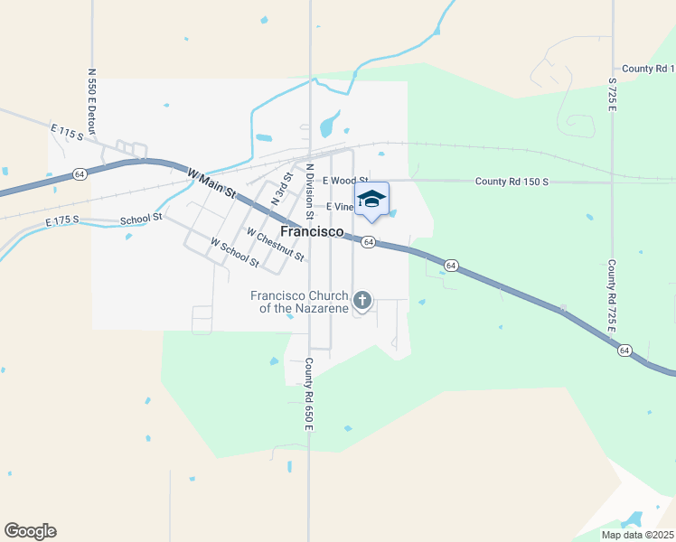 map of restaurants, bars, coffee shops, grocery stores, and more near 102 South Center Street in Francisco