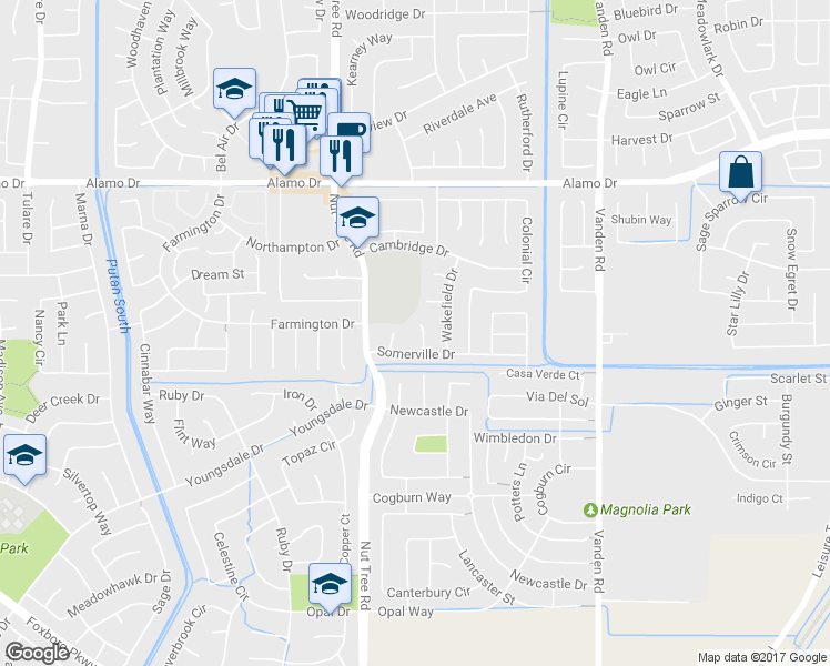 map of restaurants, bars, coffee shops, grocery stores, and more near 149 Natick Court in Vacaville