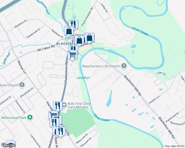 map of restaurants, bars, coffee shops, grocery stores, and more near 221 Starlight Drive in Clarksville