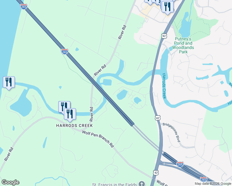 map of restaurants, bars, coffee shops, grocery stores, and more near 6418 Marina Drive in Prospect