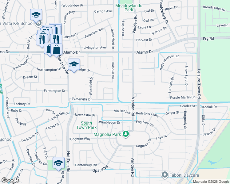 map of restaurants, bars, coffee shops, grocery stores, and more near 532 Somerville Cir in Vacaville
