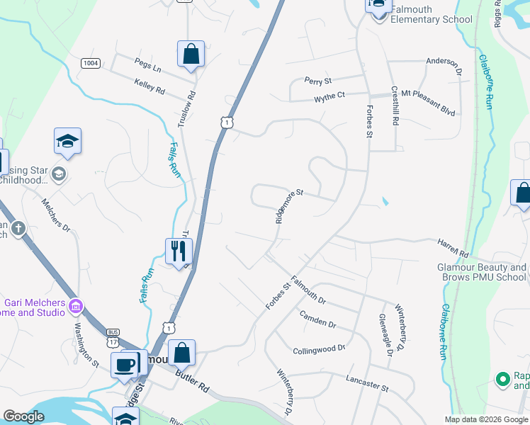 map of restaurants, bars, coffee shops, grocery stores, and more near 28 Ridgemore Circle in Falmouth