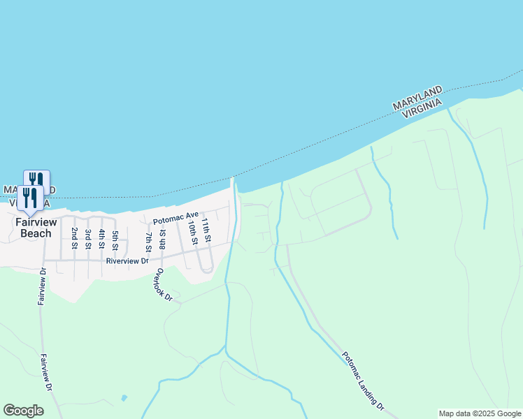map of restaurants, bars, coffee shops, grocery stores, and more near 6327 Marina Court in King George