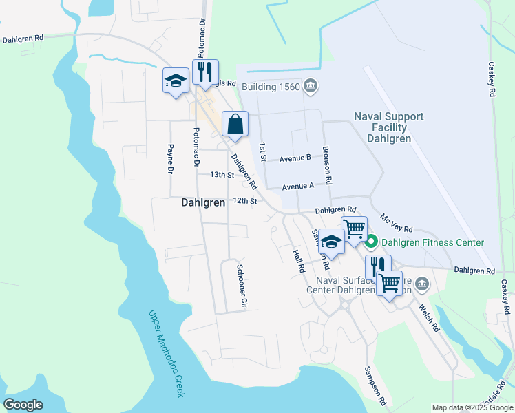map of restaurants, bars, coffee shops, grocery stores, and more near 17148 12th Street in King George