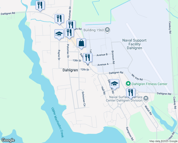 map of restaurants, bars, coffee shops, grocery stores, and more near 17148 12th Street in King George