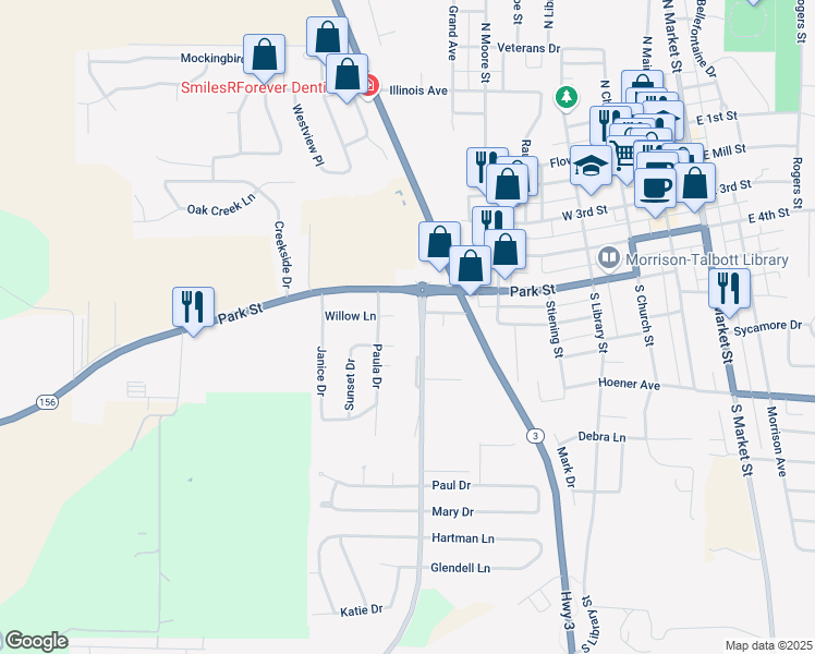 map of restaurants, bars, coffee shops, grocery stores, and more near 409 Lakeview Drive in Waterloo