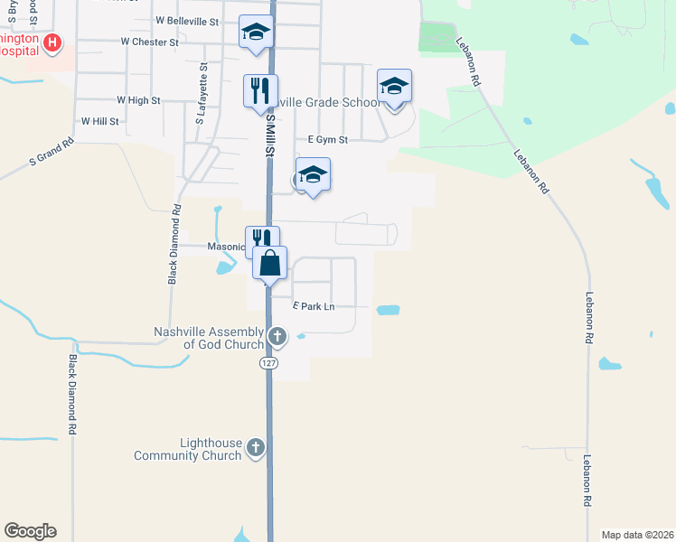 map of restaurants, bars, coffee shops, grocery stores, and more near 1640 South Sunrise Street in Nashville