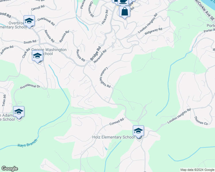 map of restaurants, bars, coffee shops, grocery stores, and more near 1266 Loudon Heights Road in Charleston