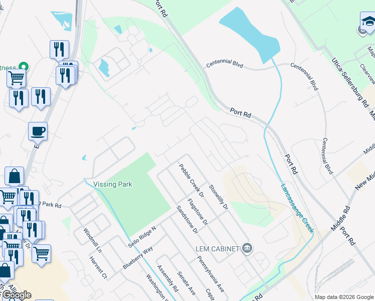 map of restaurants, bars, coffee shops, grocery stores, and more near 1221 Stonelilly Drive in Jeffersonville