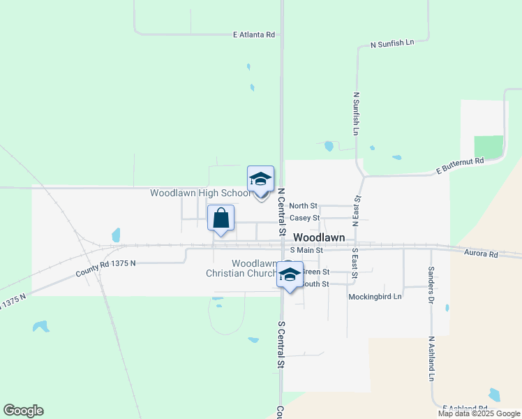 map of restaurants, bars, coffee shops, grocery stores, and more near 300 North Central Street in Woodlawn