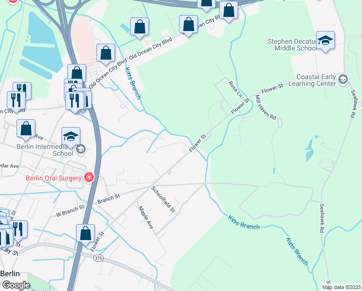 map of restaurants, bars, coffee shops, grocery stores, and more near 115 Cannery Way in Berlin
