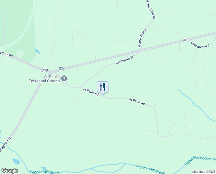 map of restaurants, bars, coffee shops, grocery stores, and more near 6111 Saint Pauls Road in King George