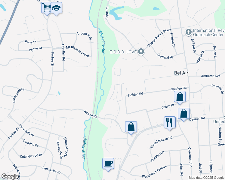 map of restaurants, bars, coffee shops, grocery stores, and more near 300 Dundee Place in Fredericksburg